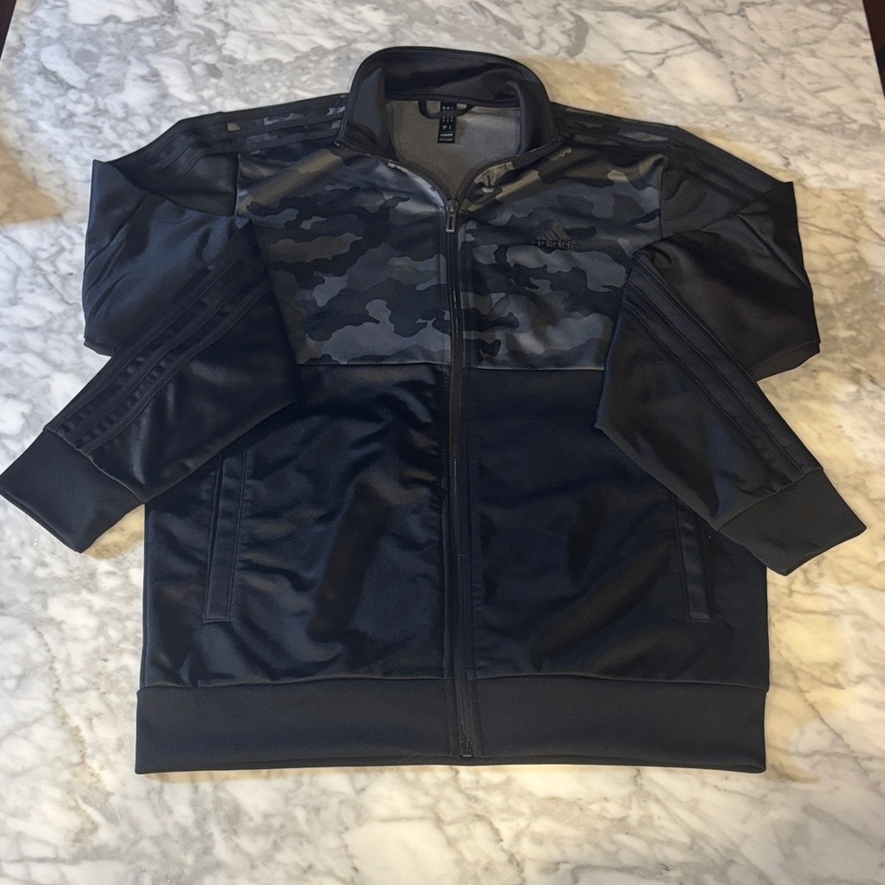 adidas Black and Gray Camouflage track Jacket